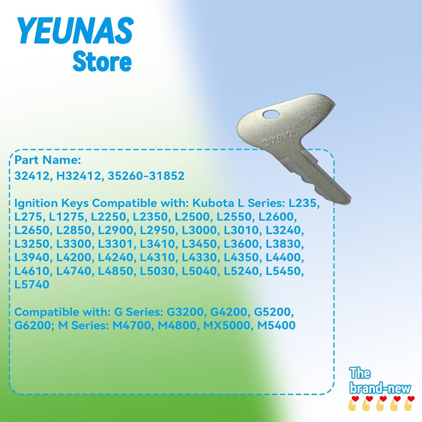 Reemplazo llaves encendido Kubota L G M Serie 3 Pzas