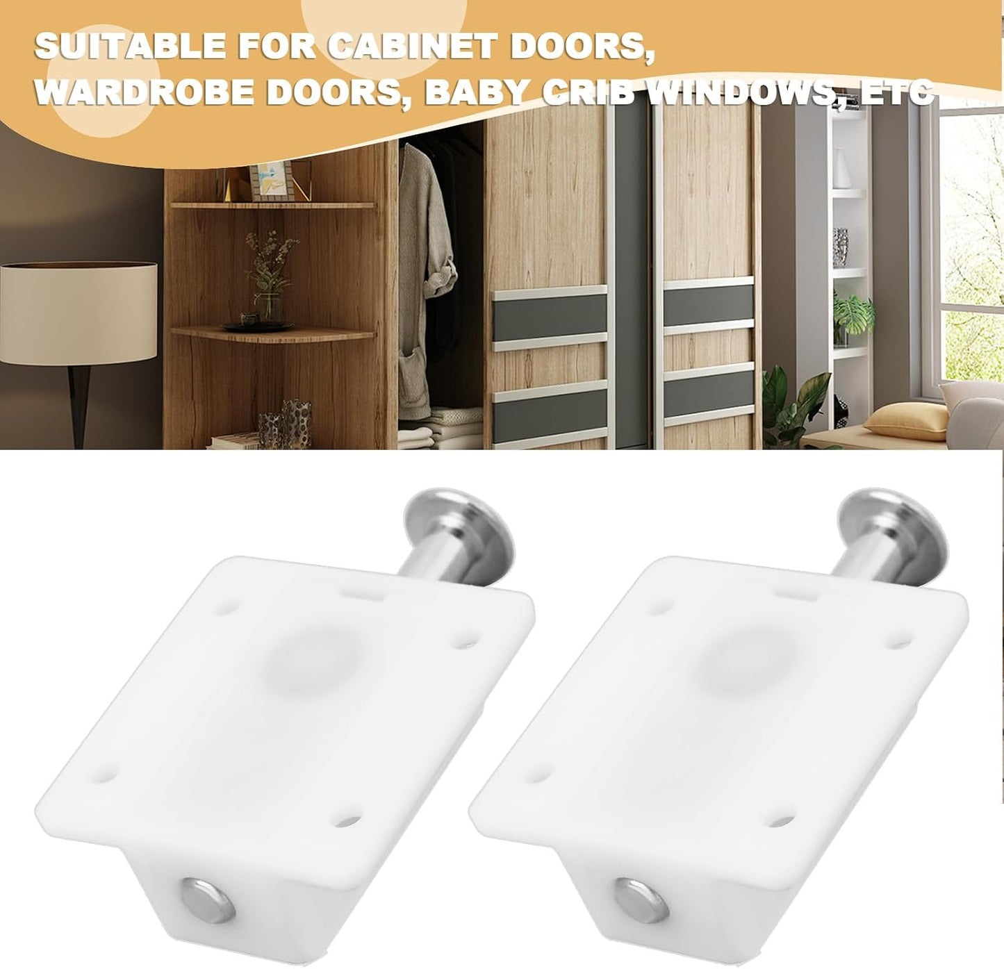 4 Pzas Botón Plástico Blanco con Resorte para Puertas Gabinete