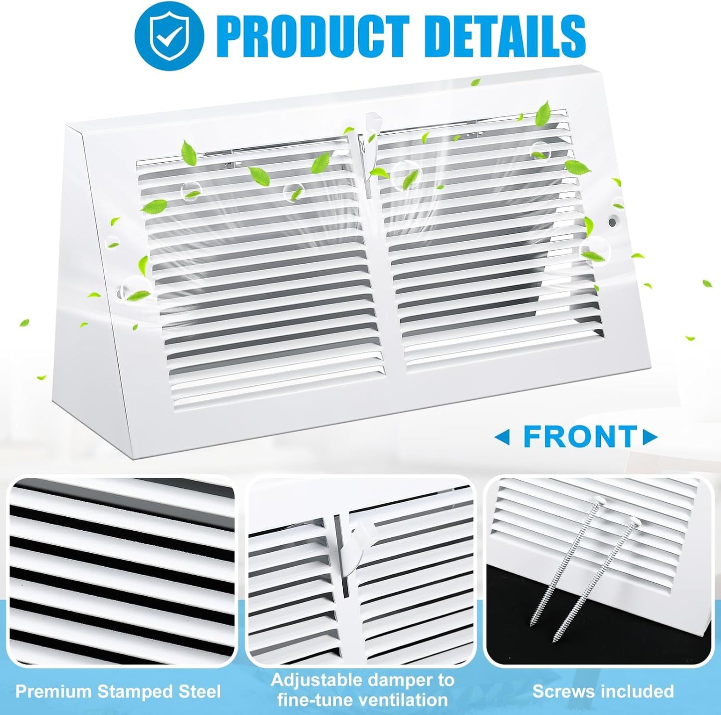 Cubiertas ventilación zócalo 12x6pulg rejilla acero triangular