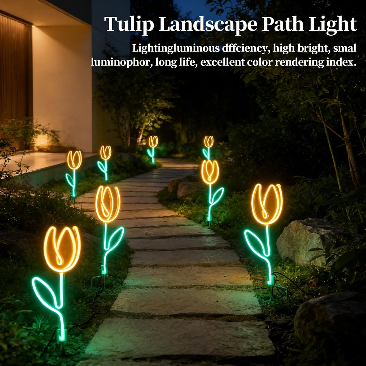3 Letreros Neón Tulipán 16pulg Luces LED Amarillas y Verdes