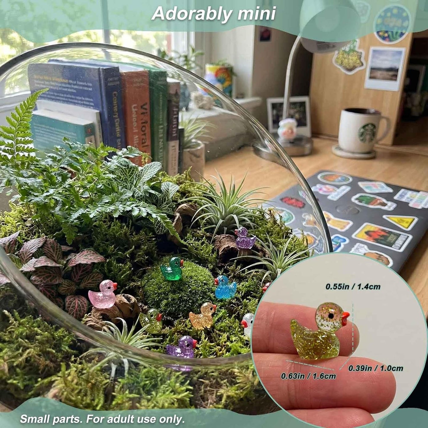 100 Mini Patos Resina Purpurina para Jardín Acuario Decoración