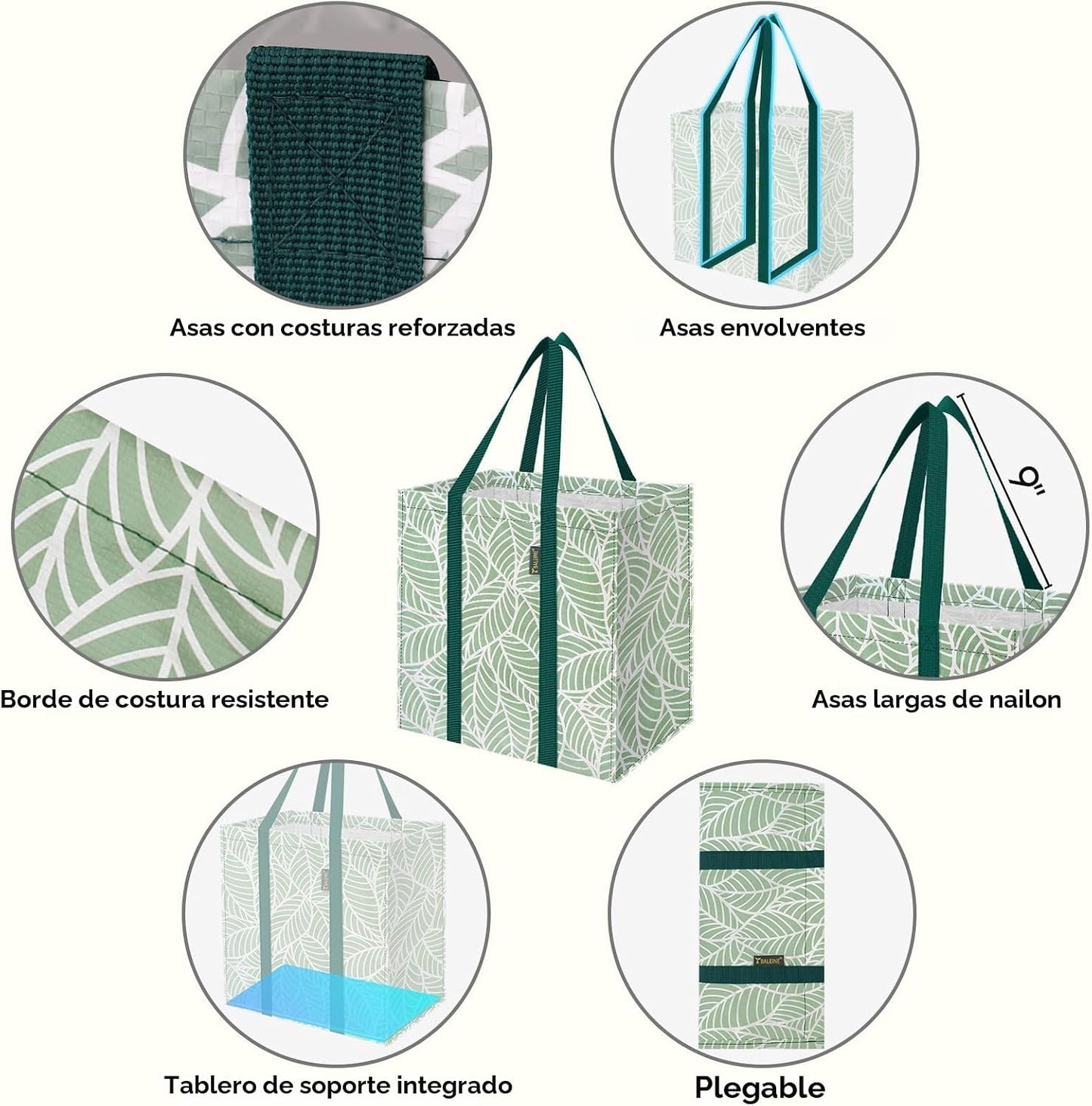 4 Pzas Bolsas Comestibles Reutilizables Reforzadas Plegables