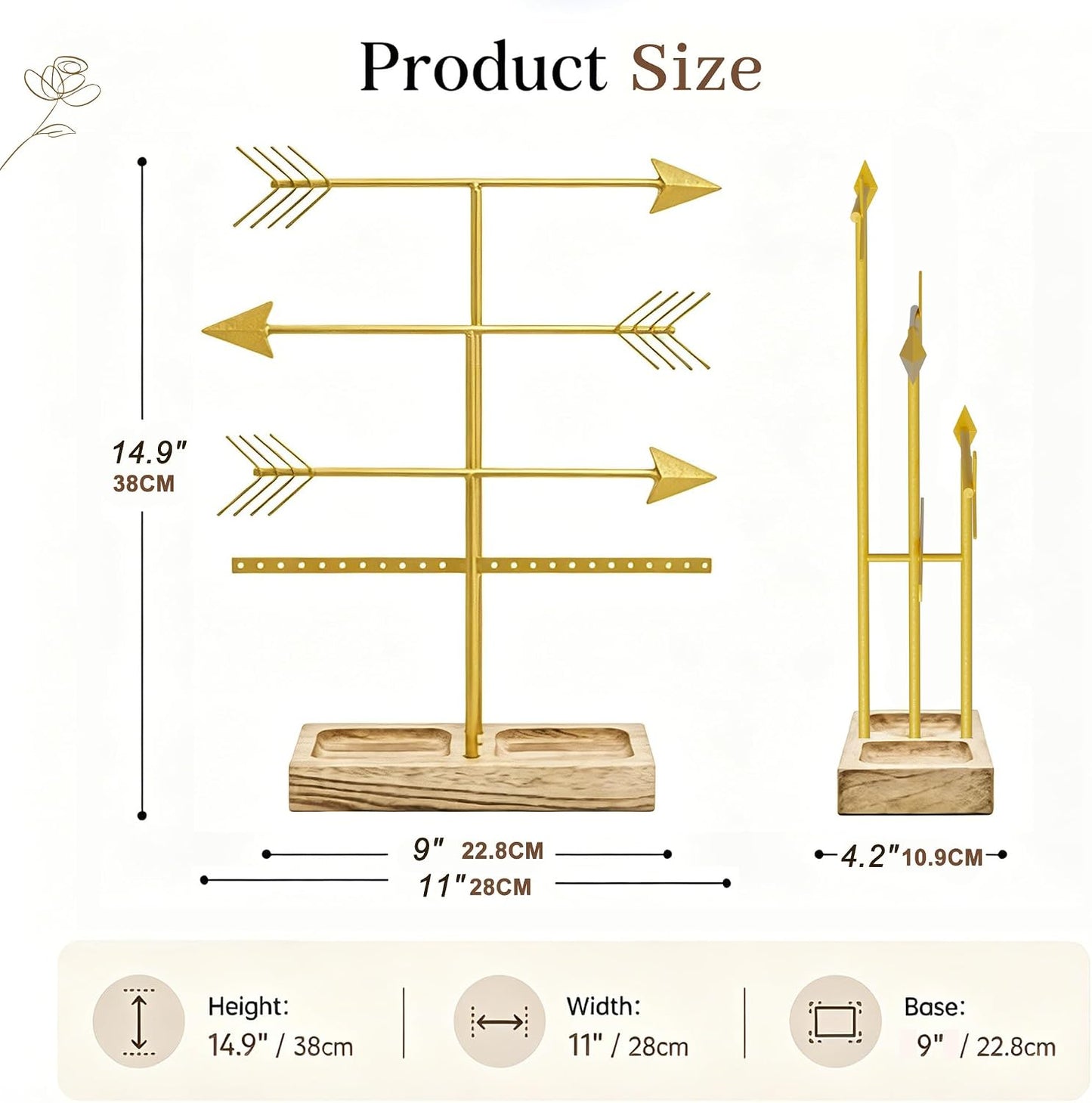 Soporte organiz. joyas oro 4 niveles madera