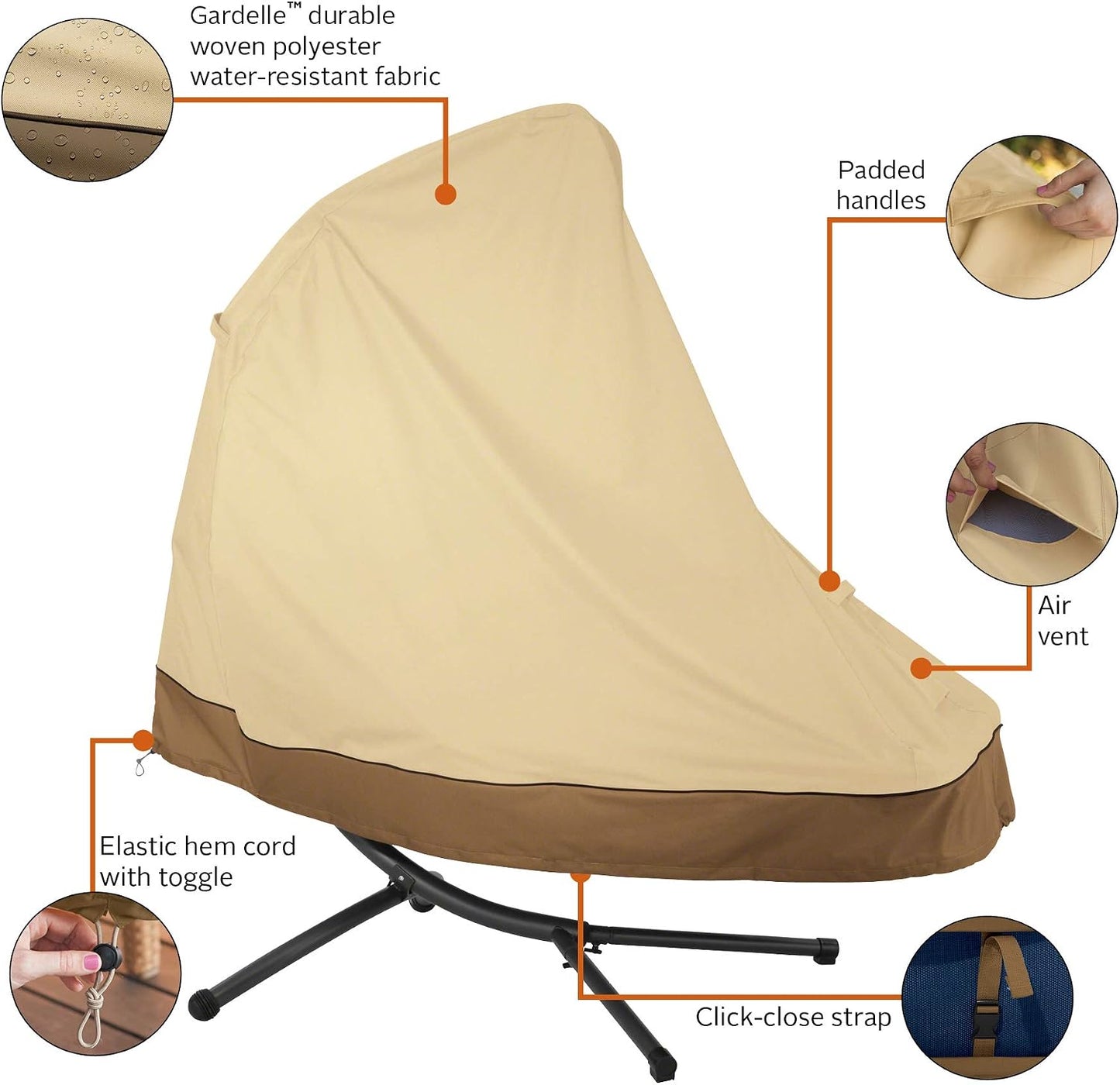 Funda tumbona colgante soporte patio 73" resistente agua