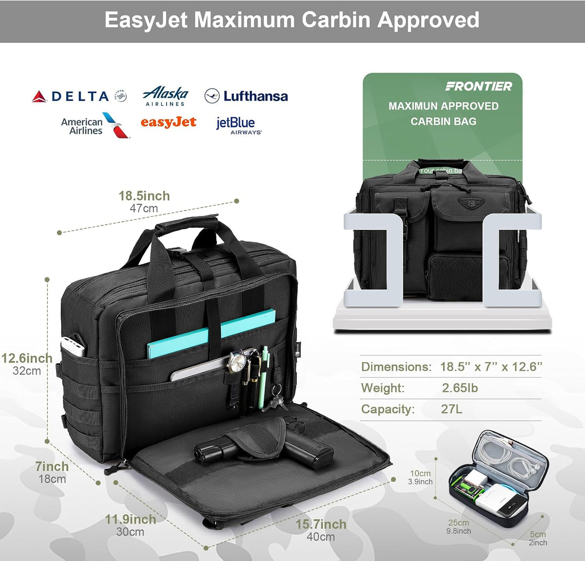 Bolsa mensajero táctica para hombre maletín laptop