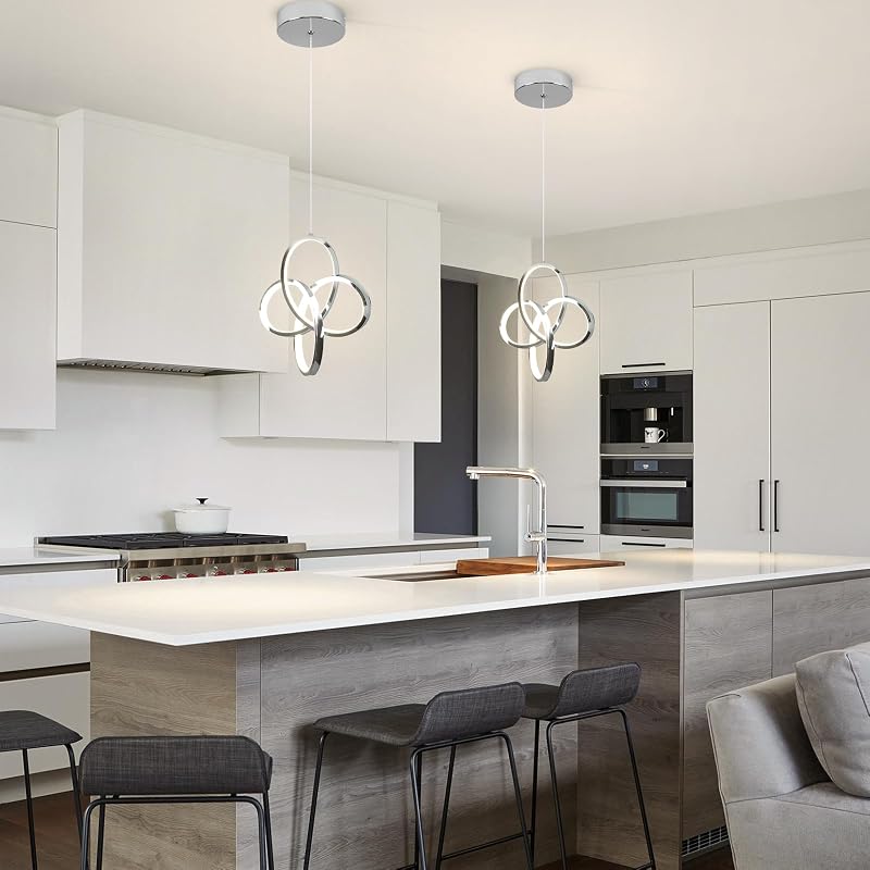 Lámpara colgante cromada ajustable 4500K para cocina comedor
