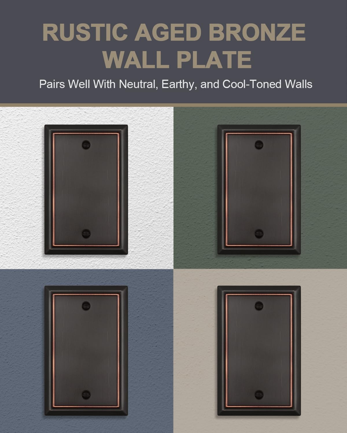 Placas interruptor metal bronce envejecido 1 blanco 2 ud