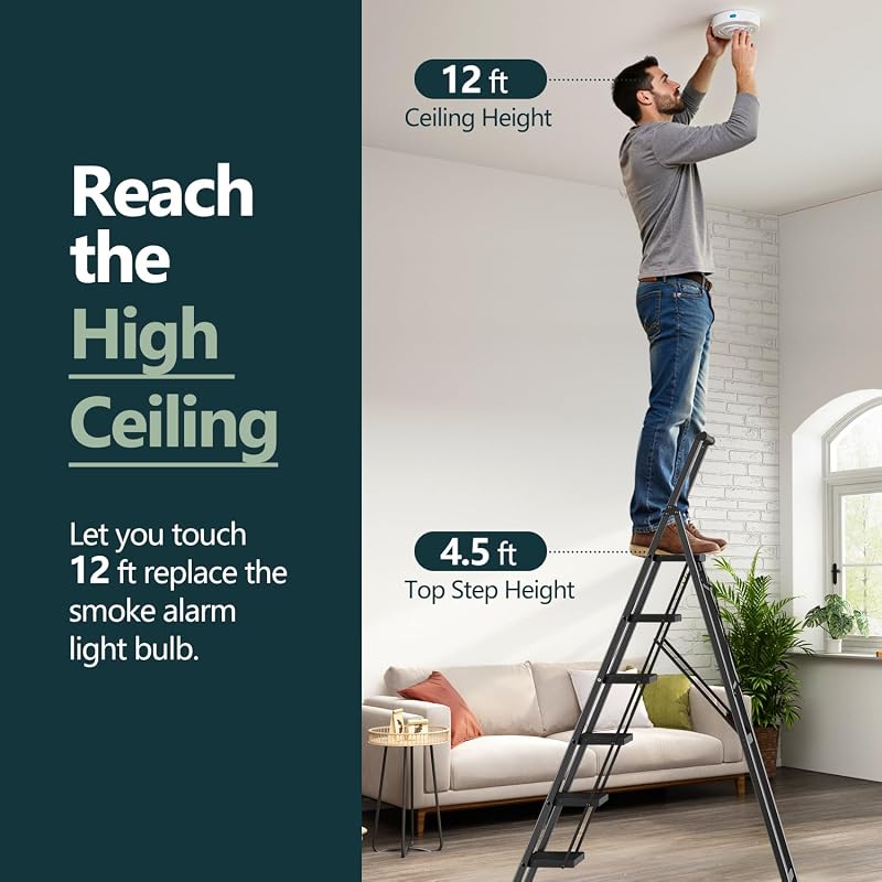 Escalera plegable 6 peldaños 12ft antiderrap
