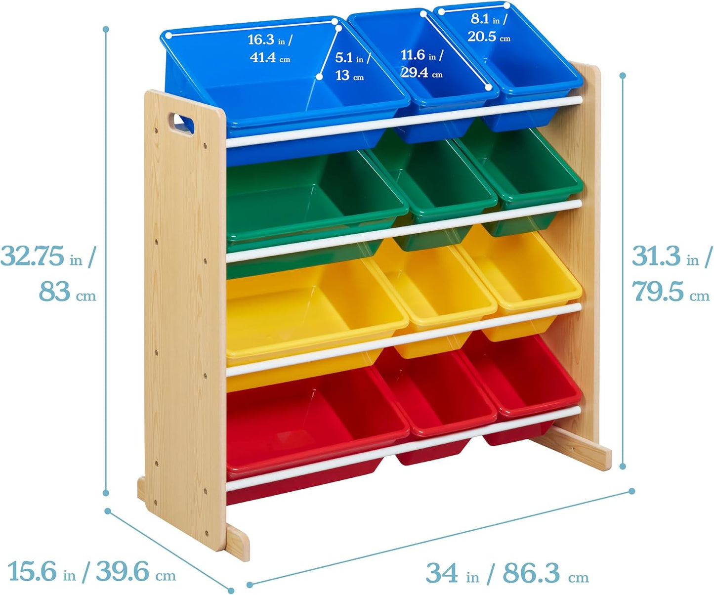 Organiz. 4 niveles 12 contenedores para juguetes natural