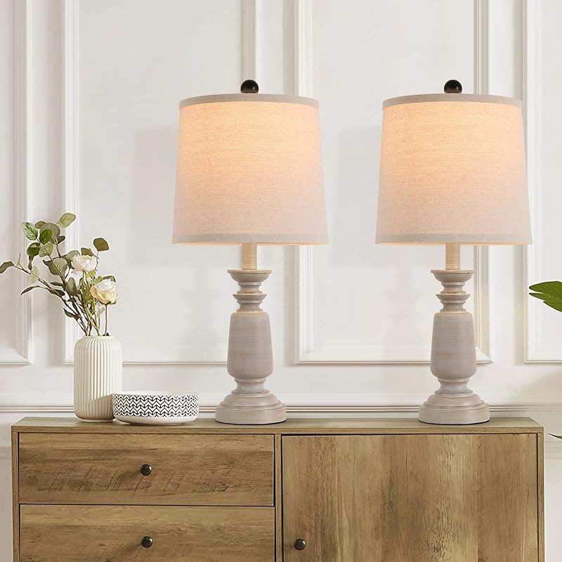 2 Lámparas Mesa Estilo Granja Moderna 22.5"