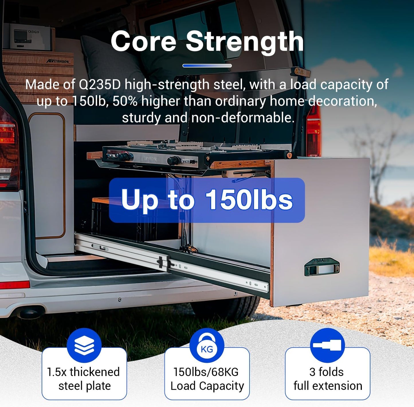 Guías corredera cajón metal 150lbs extensión completa