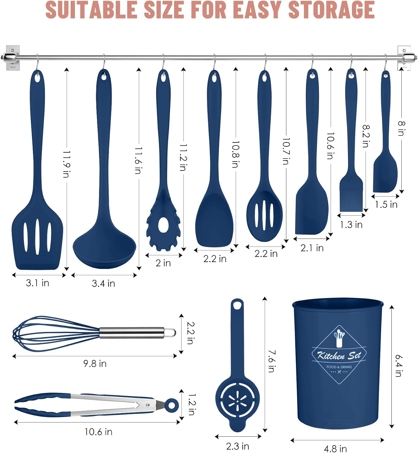 Juego 12 Pzas Utensilios Silicona Resistentes Calor