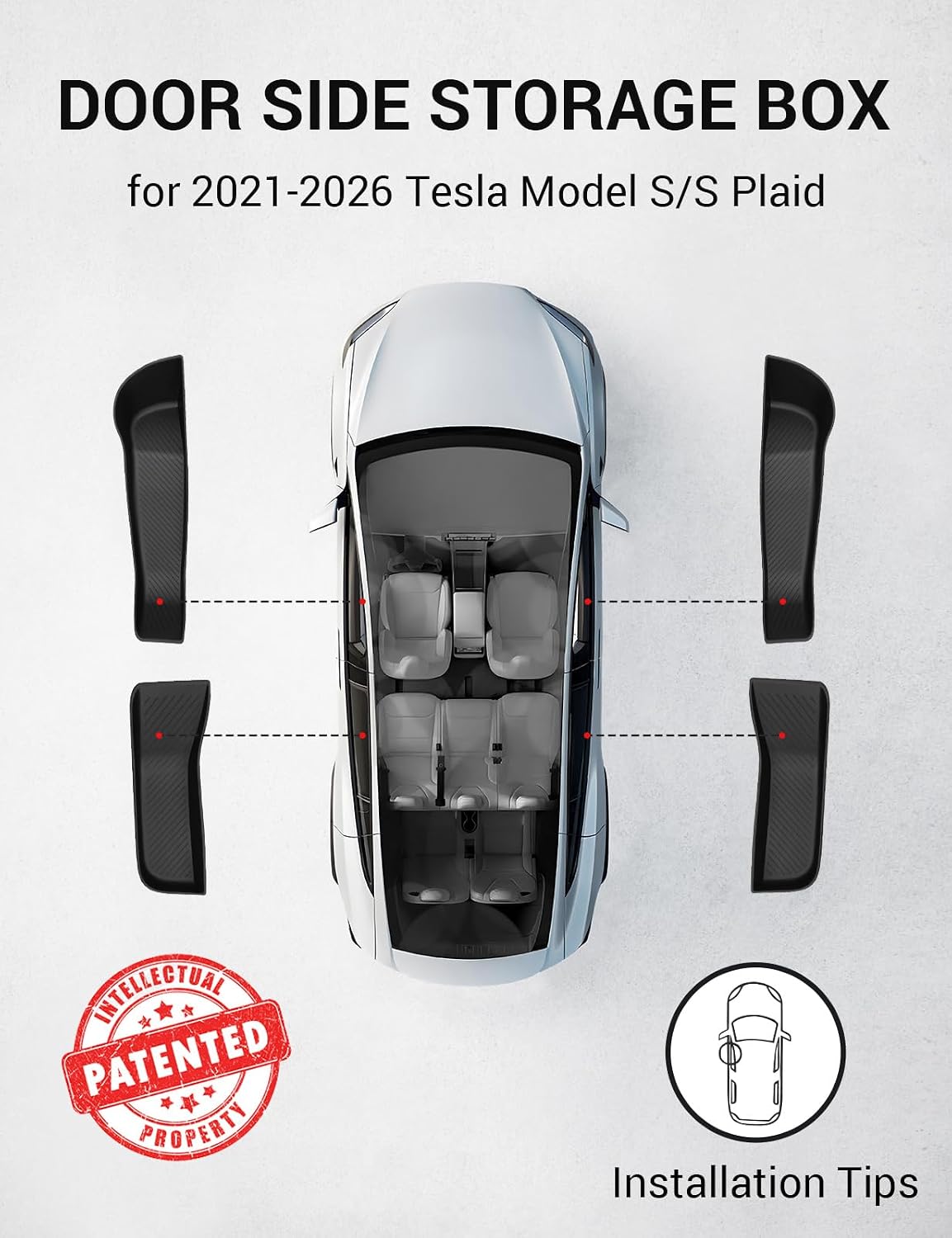 Caja almacenamiento puerta Tesla Model S 2021-26 con forro