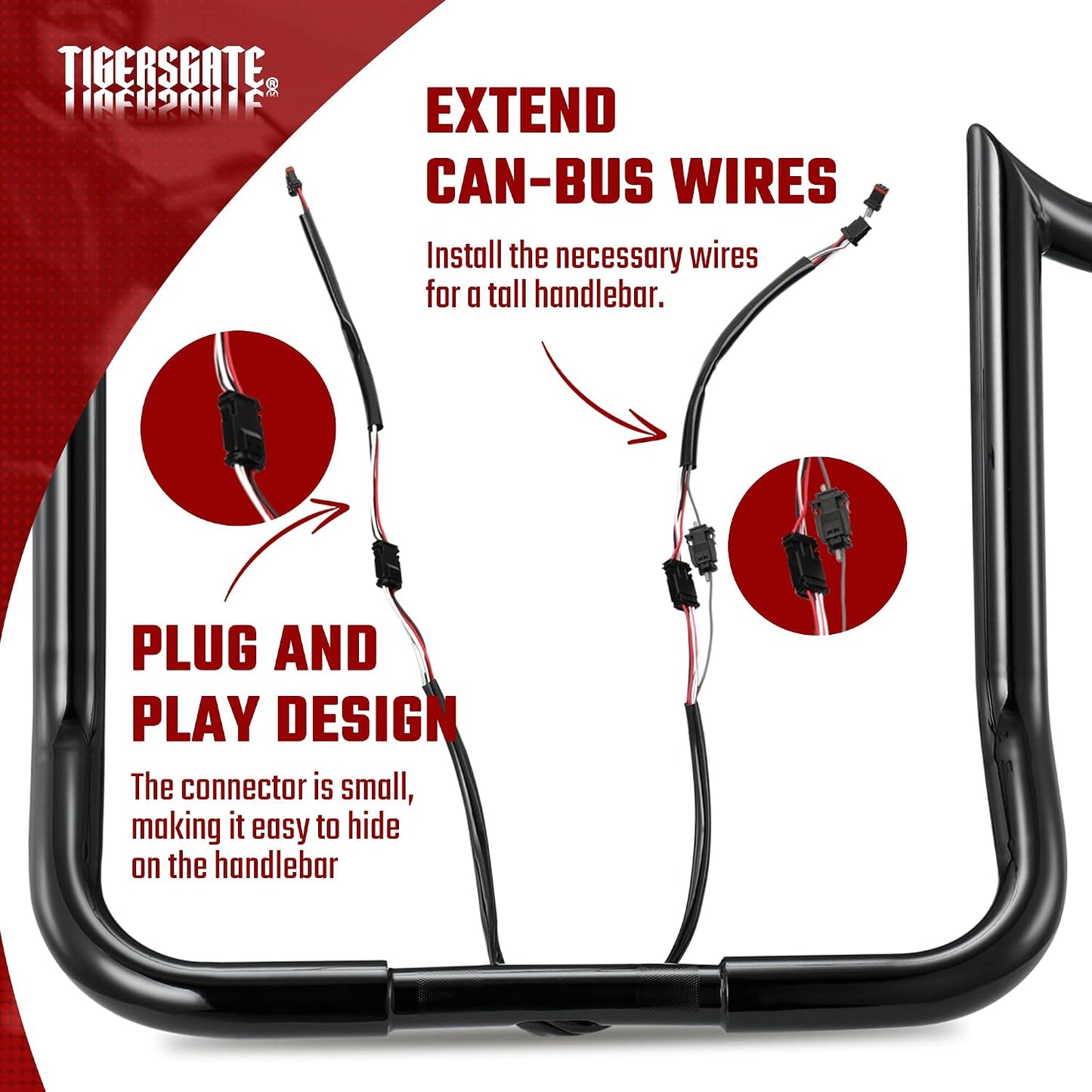 Arnés extensión alambre manillar 10" bus CAN Harley