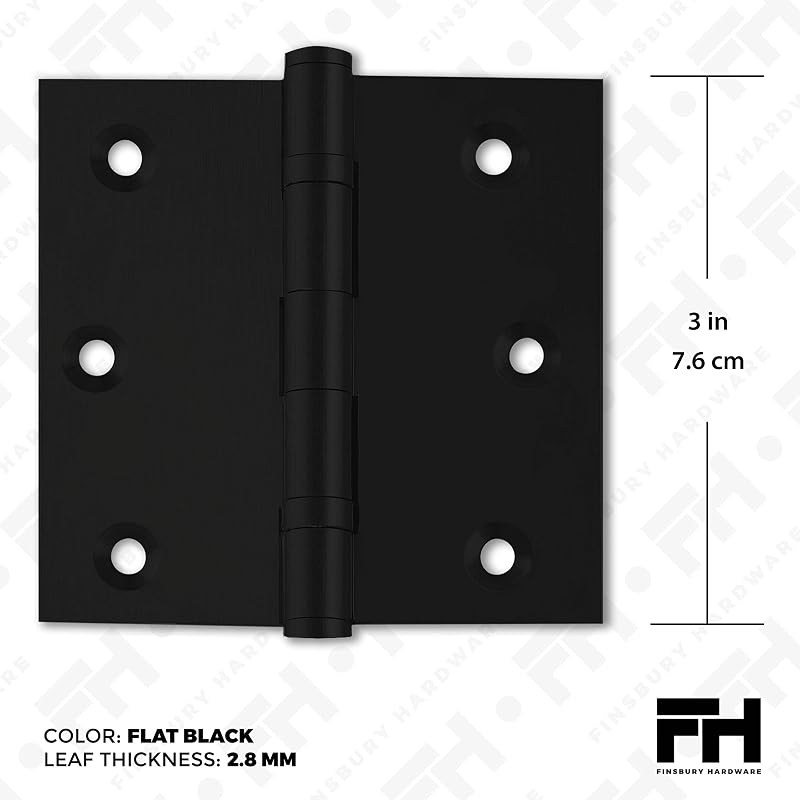 Bisagra puerta latón negro mate 3x3" set 3