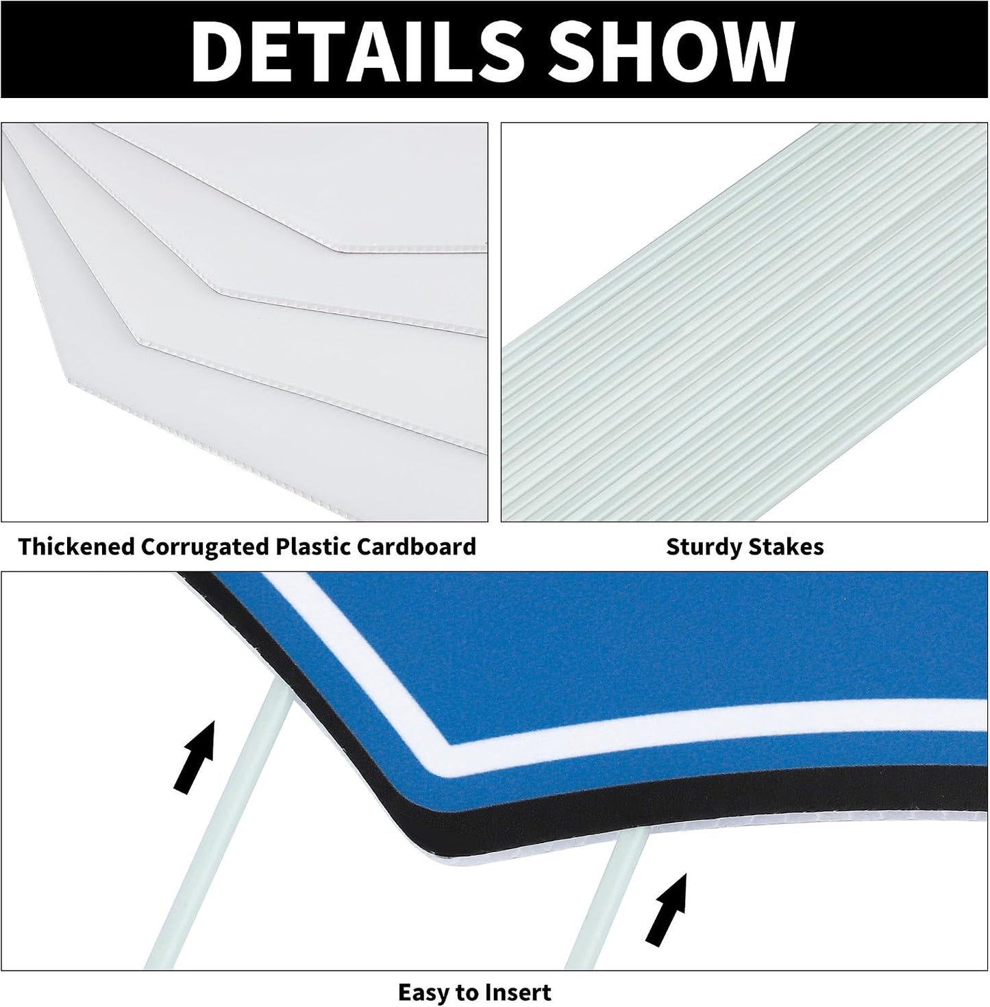 Letreros plástico impermeable patio 16" azul purpurina
