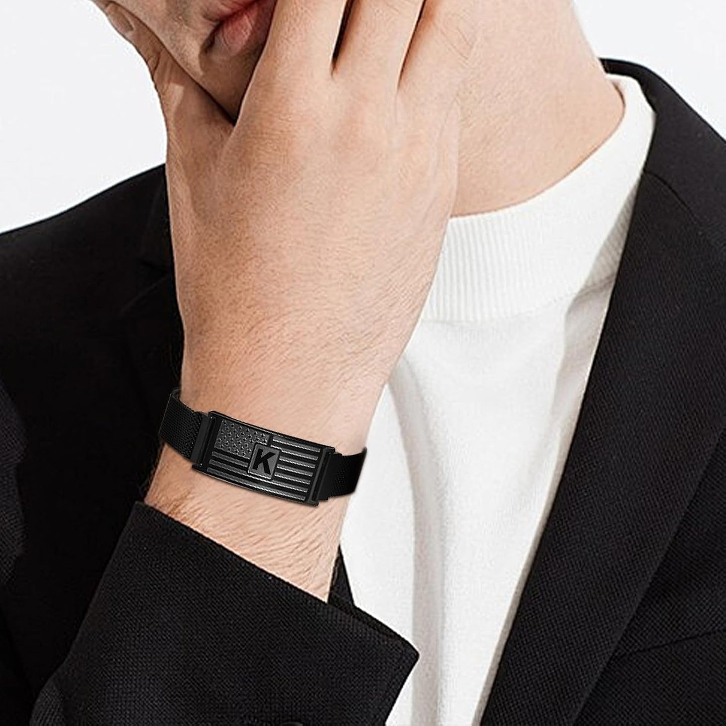 Pulsera acero inox 316L bandera USA regalo hombre