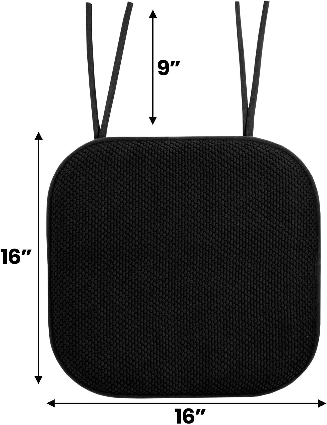 6 Pzas Cojines Viscoelástica 16x16pulg Antiderrap Negro