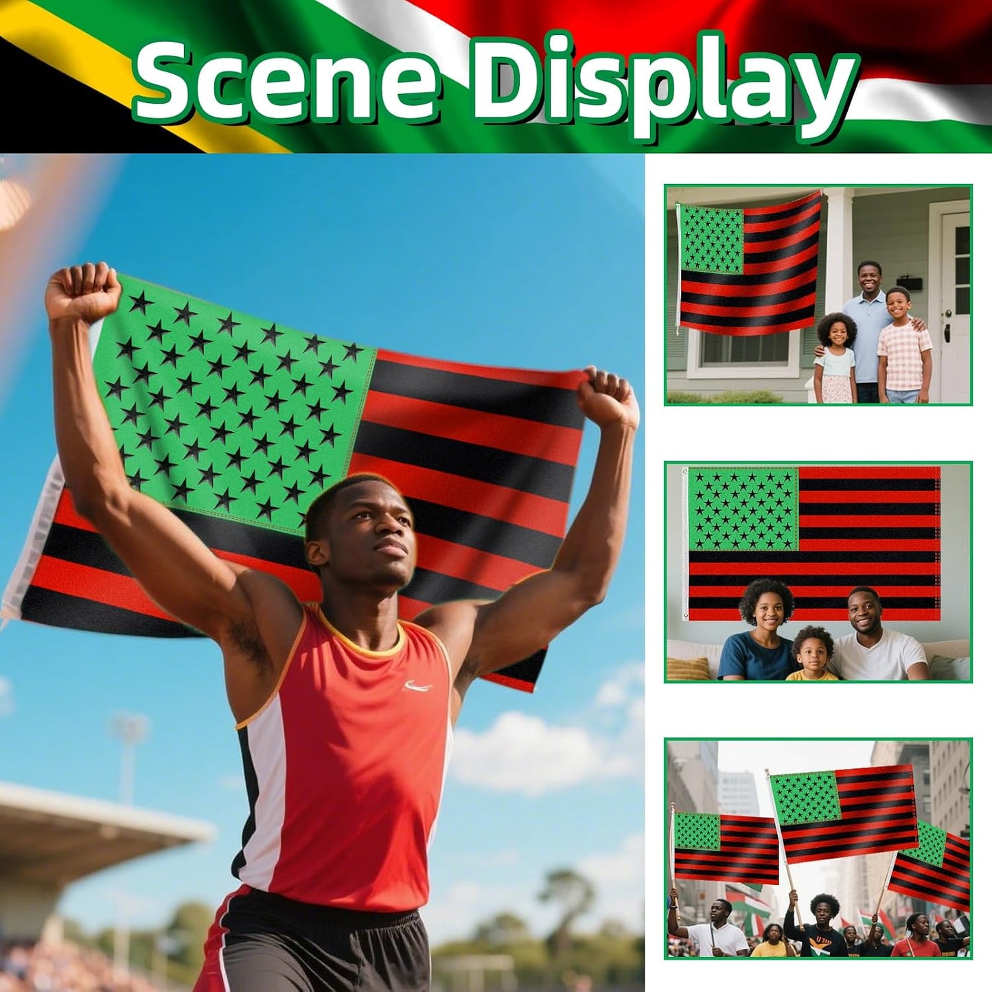 Bandera 3x5ft doble cara rojo negro verde