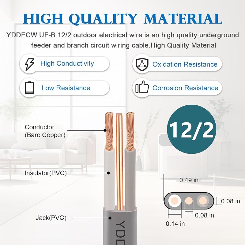Cable UF-B 12/2 150pies 100% cobre puro 12AWG