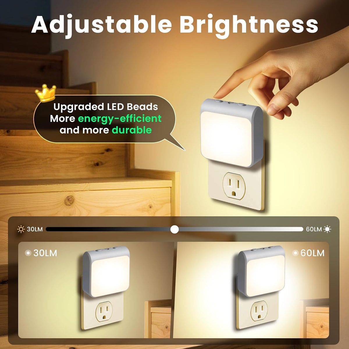 6 Luces LED Noche Regulables Sensor Amanecer 2 Colores