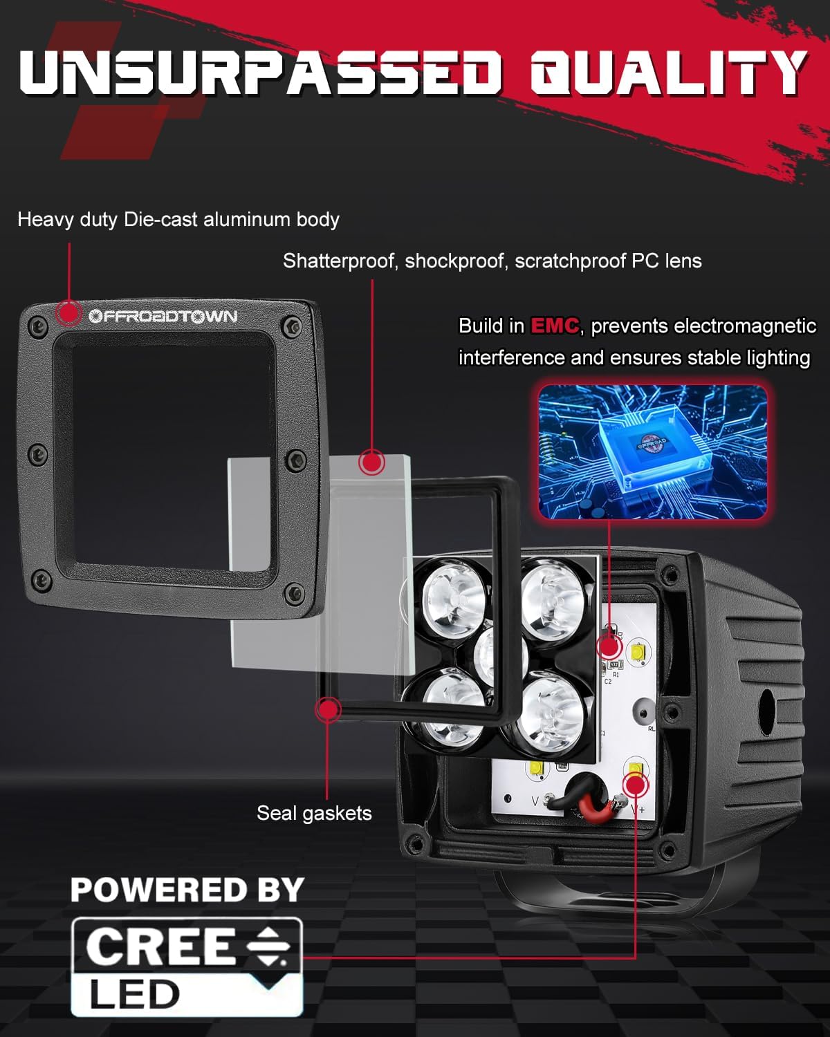 Cubo LED 3pulg 50W Cree para camión camioneta 4x4