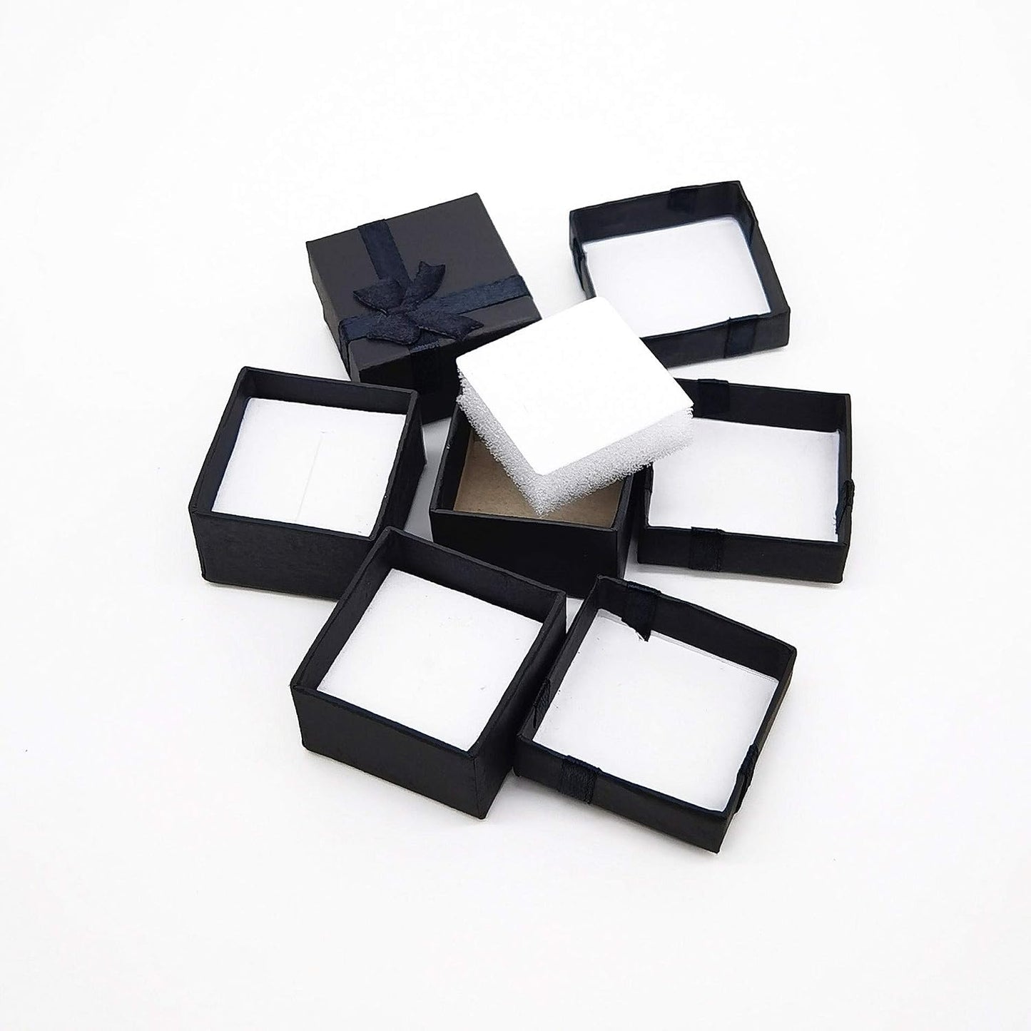 24 Cajas Regalo Negro Cartón Duro 1.6x1.6pulg Joyas