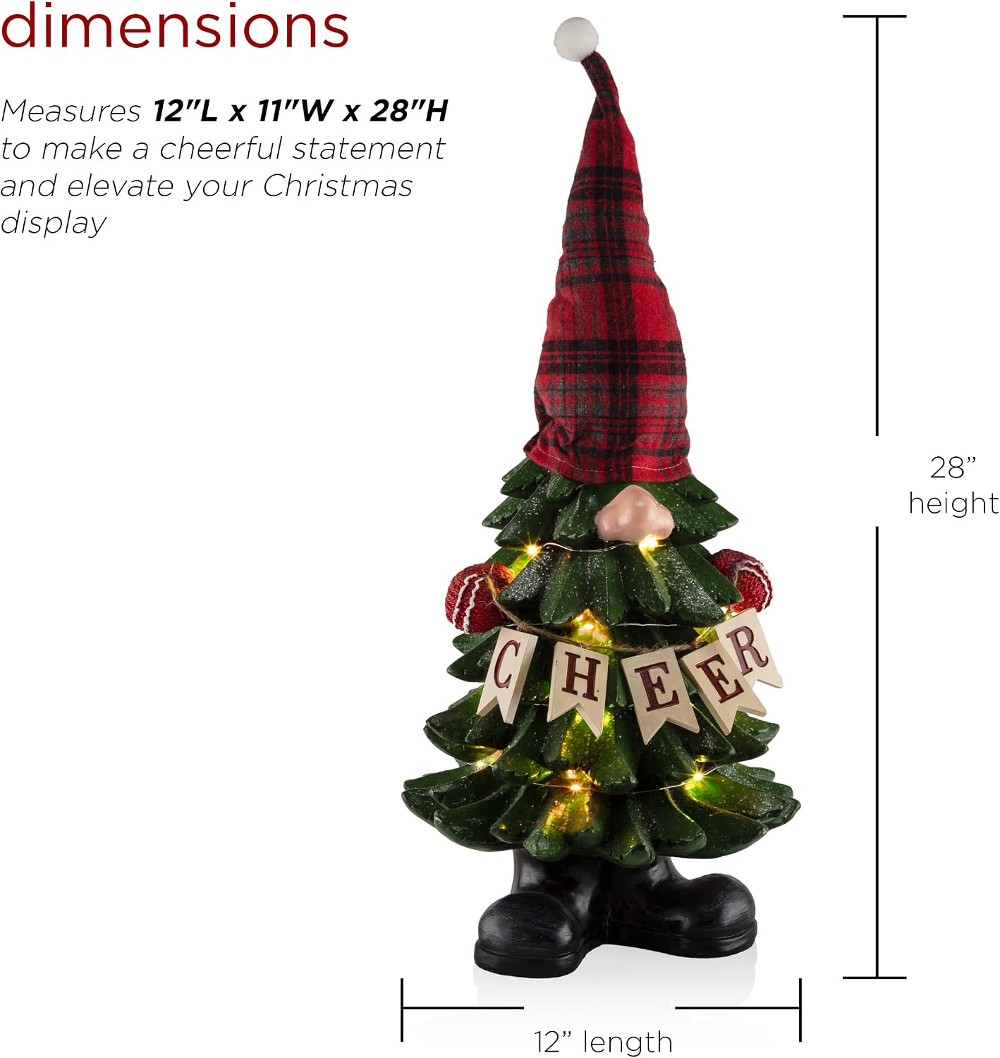 Árbol Navidad 28pulg con 20 luces LED cambian color