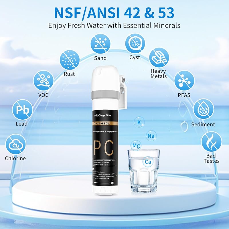 Filtro agua fregadero NSF 42/53 plisado reducción PFAS