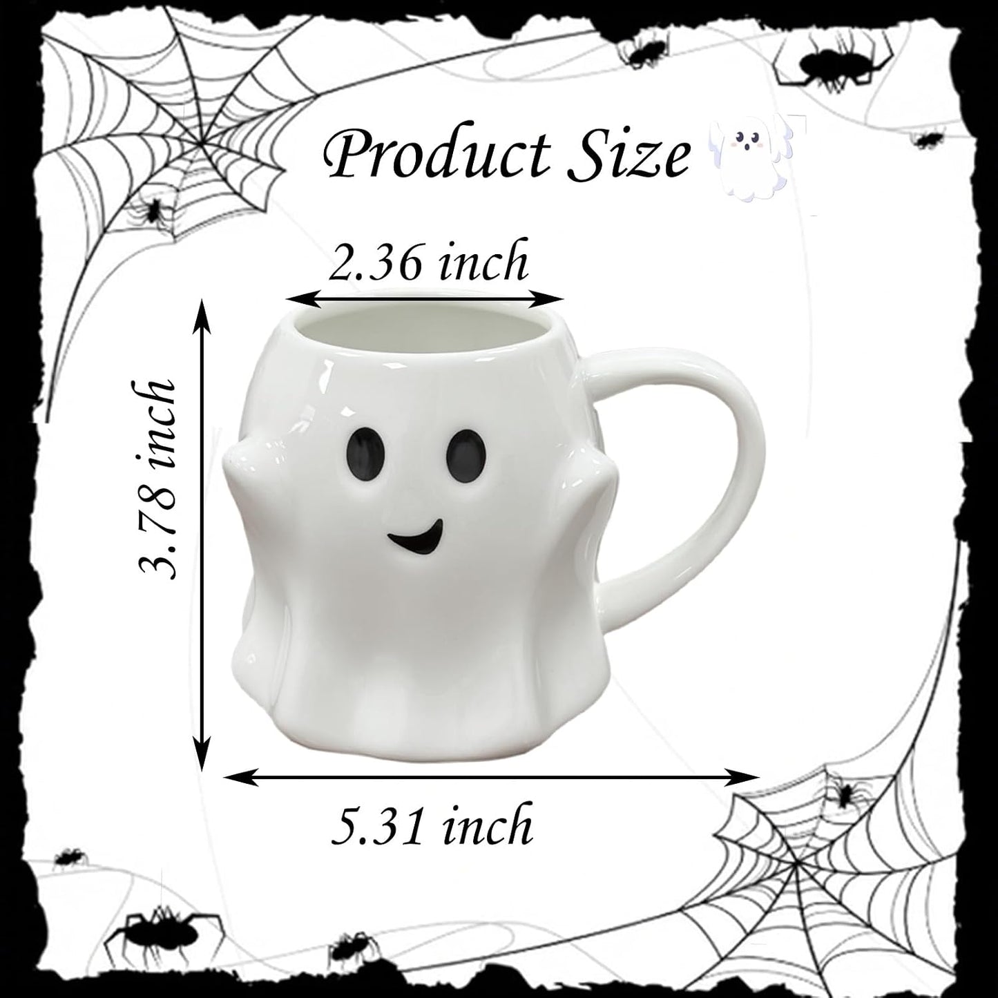 Taza 3D Fantasma Halloween Cerámica Blanco para Niños y Adultos