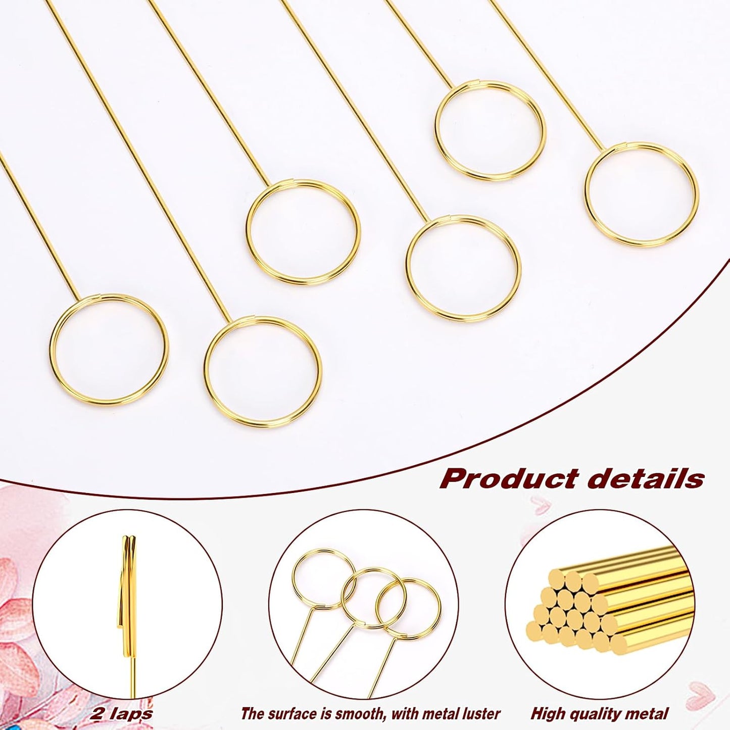 20 Soportes Tarjetas Regalo Metal Dorado Florales