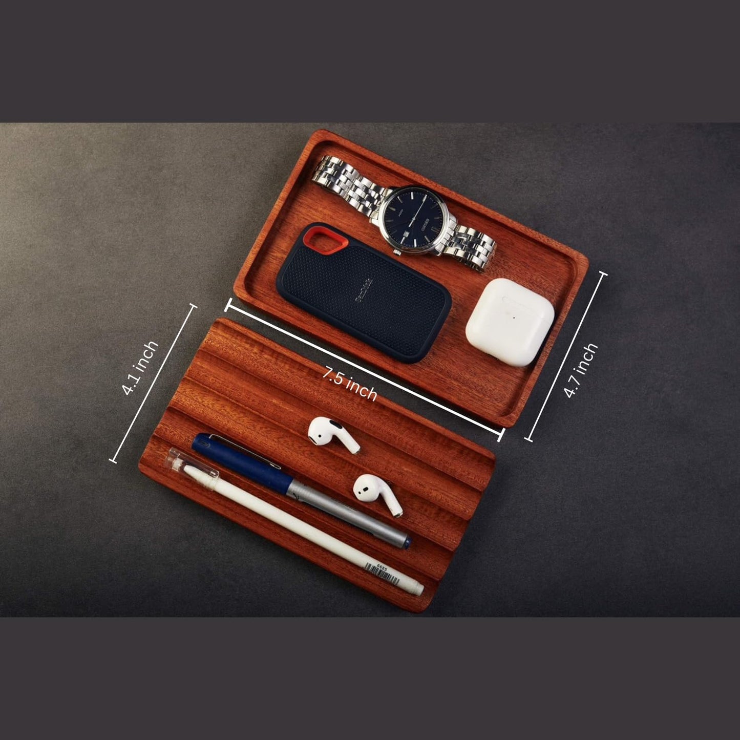 Set 2 bandejas madera organiz. escritorio EDC