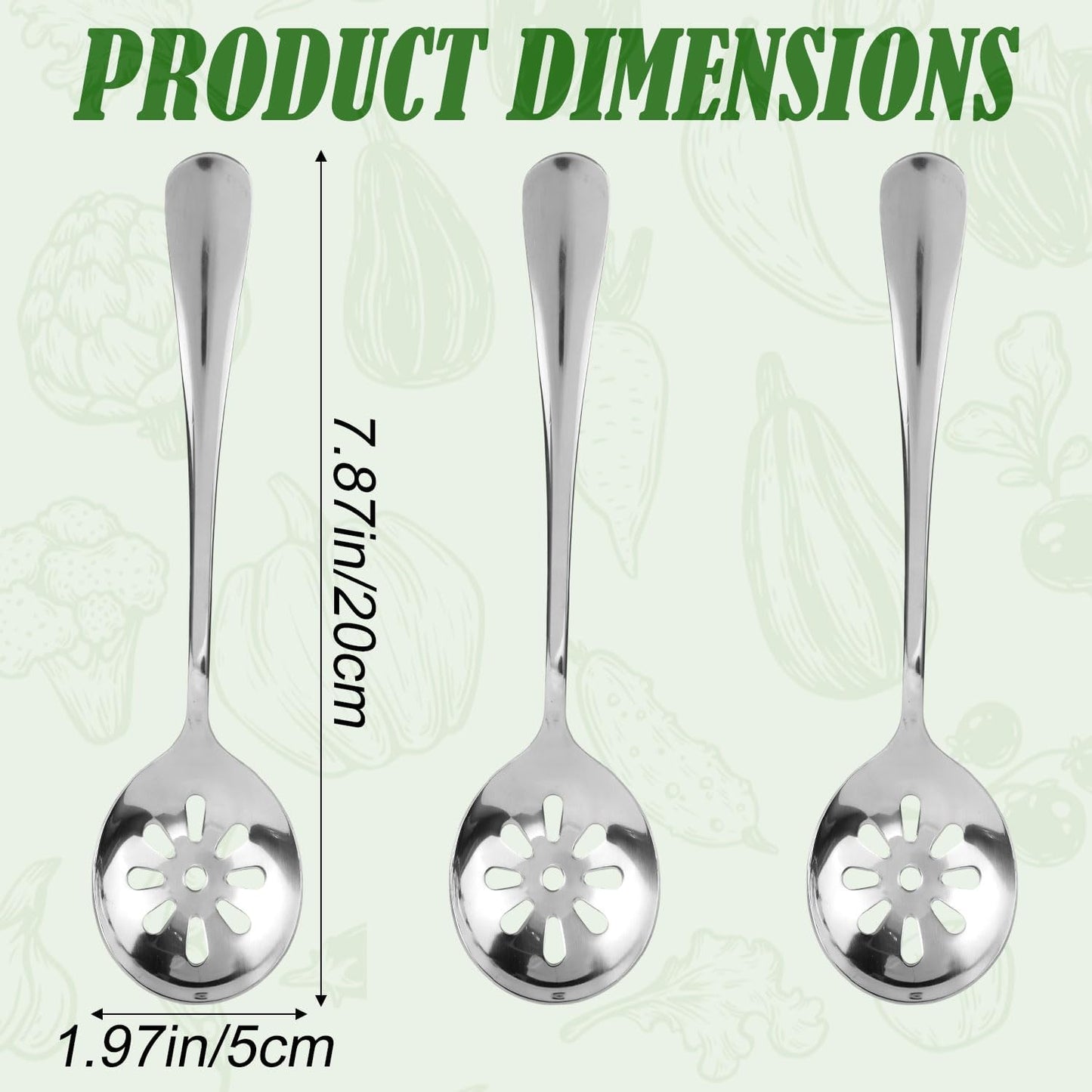 3 Cucharas Acero Inox Ranuradas 7.9x2pulg 9 Agujeros