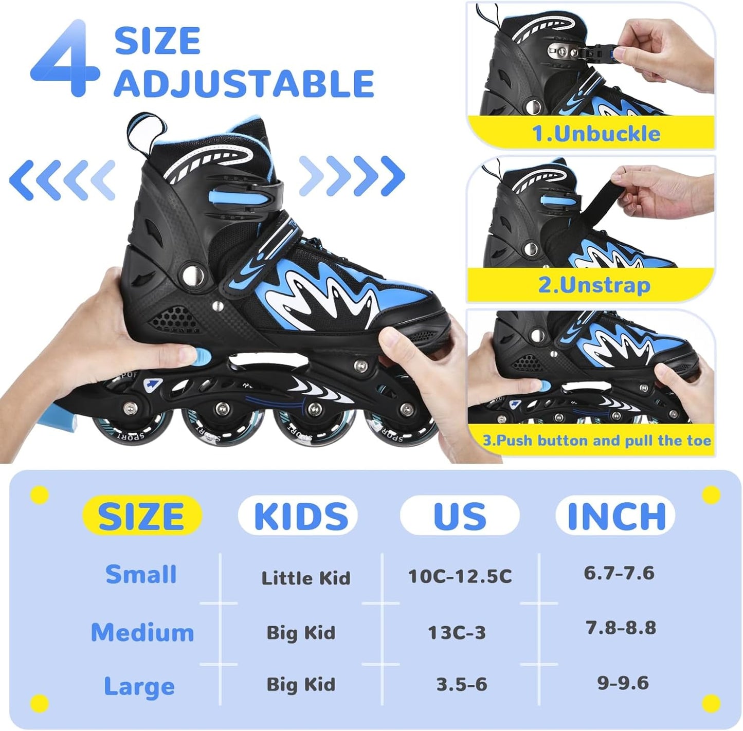 Patines Inline Ajustables para Niños con Luces