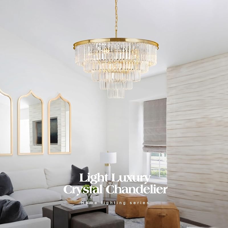 Lámpara techo araña cristal dorado 10 luces comedor