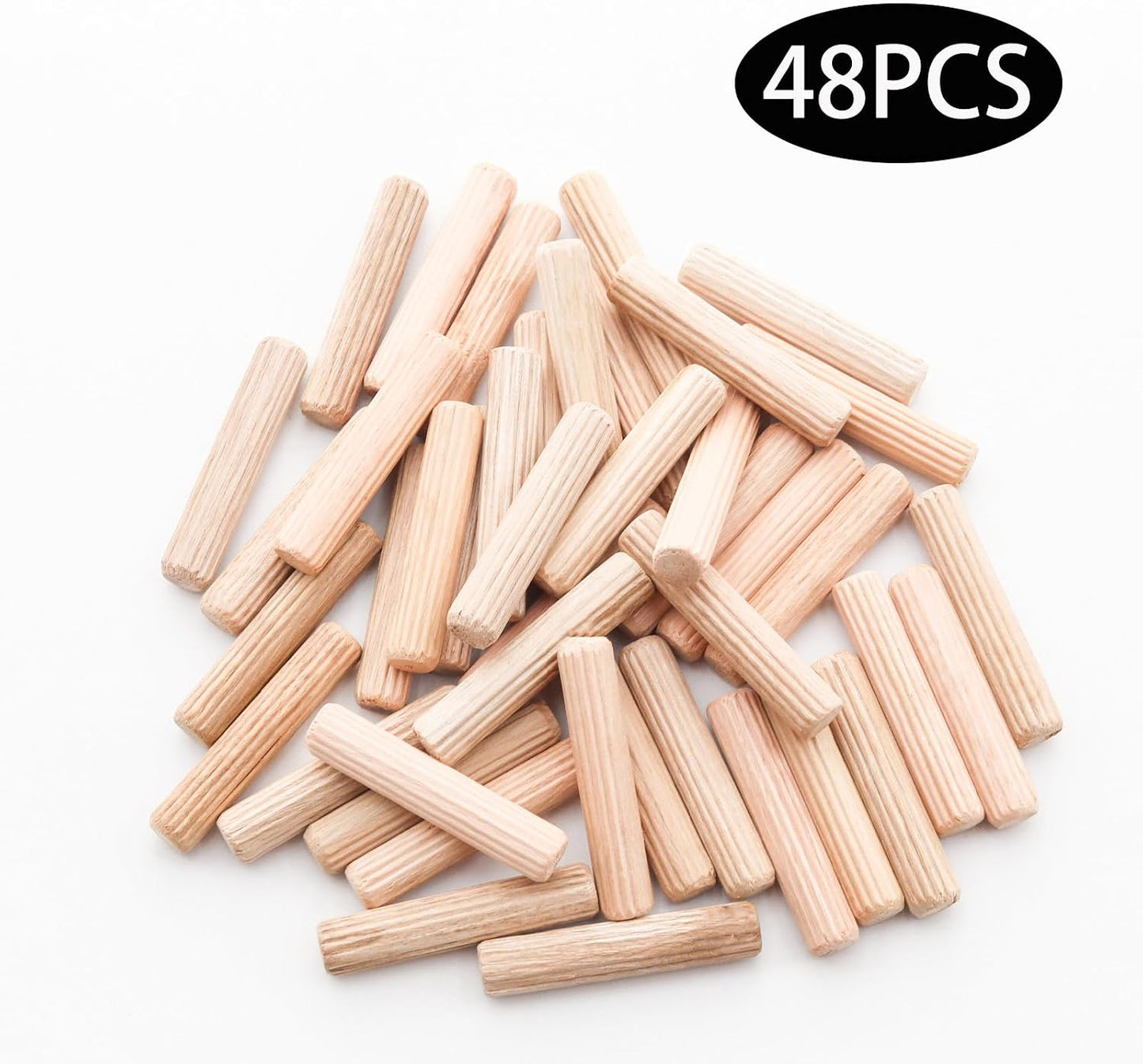 48 Pzas Puntales Madera 8mmx40mm Biselados Soporte Estantes