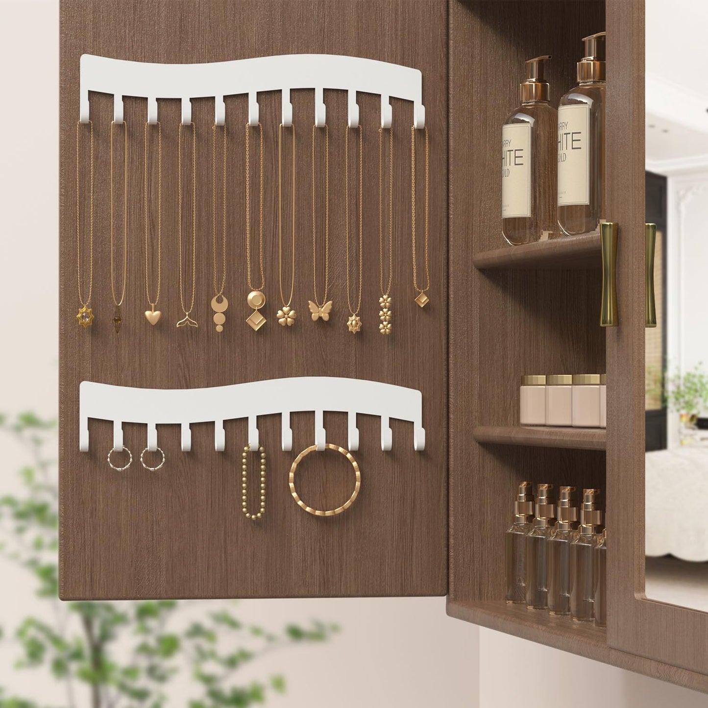 Soporte pared para collares blanco organizar joyas