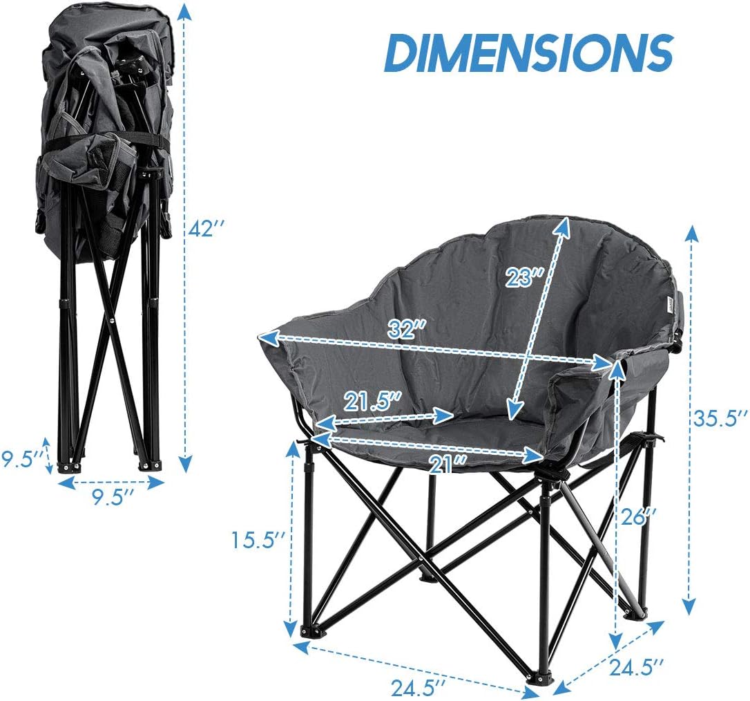 Silla camping plegable con asiento acolchado y bolsa