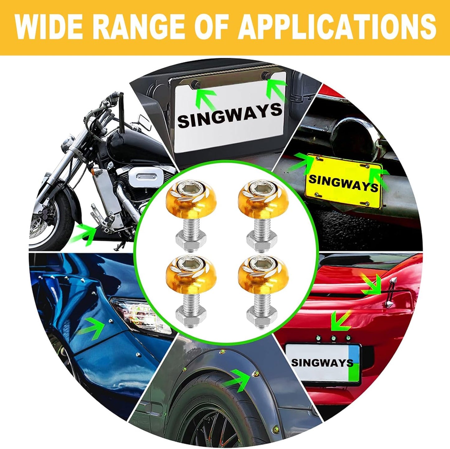 Tornillos matrícula motocicleta M6 aluminio decorativos