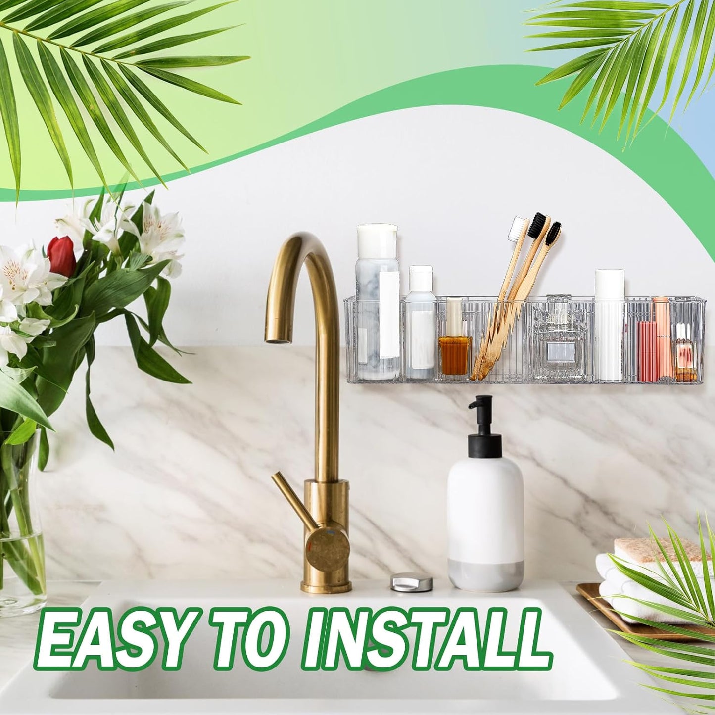 4 Organiz. Maquillaje Pared Plástico 3 Compartimentos