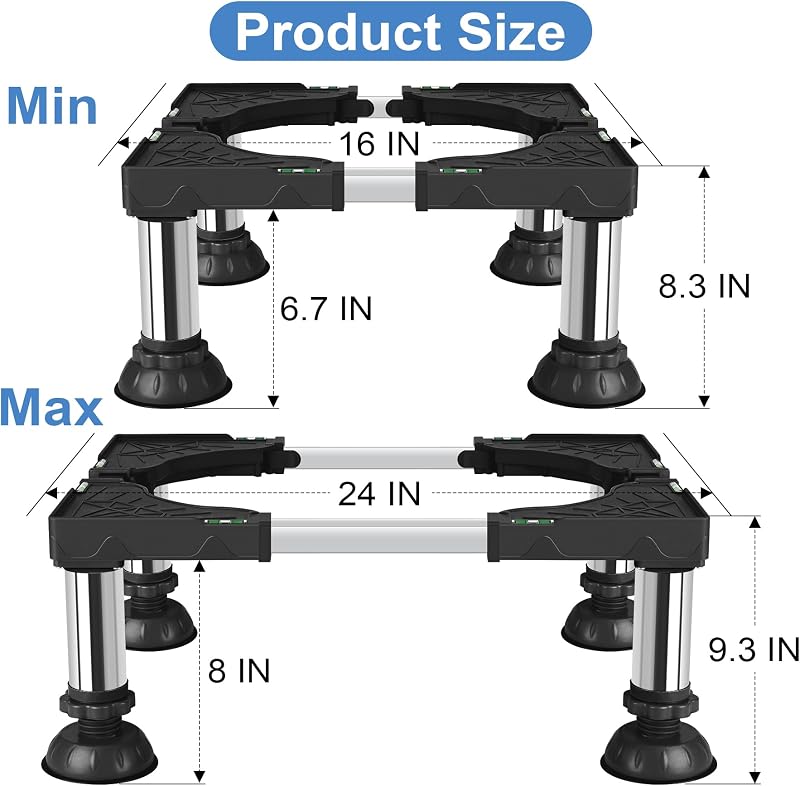 Soporte lavadora/secadora altura ajustable 8.3-9.3" 4 ft