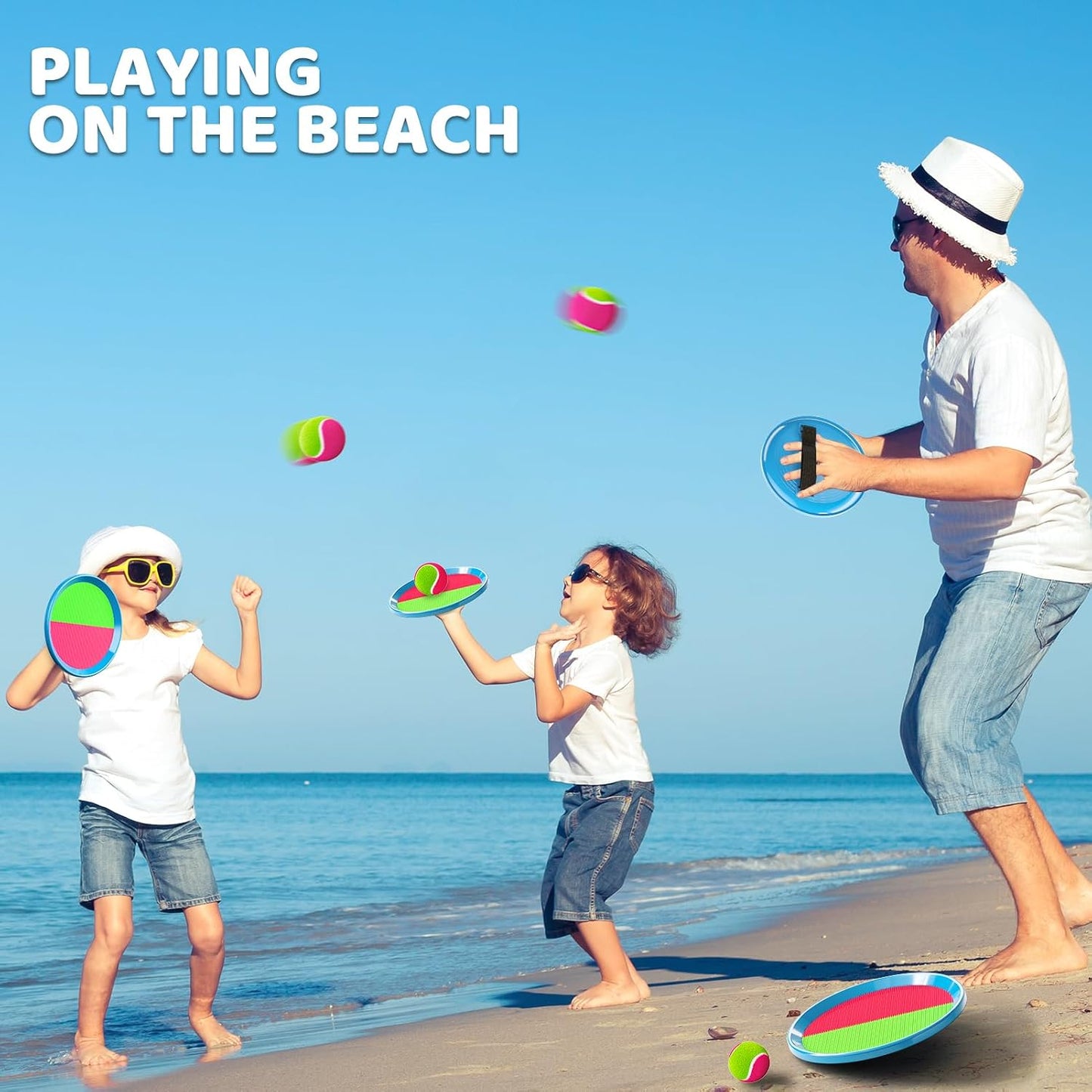 Set pelota playa niños con palas y bolsa