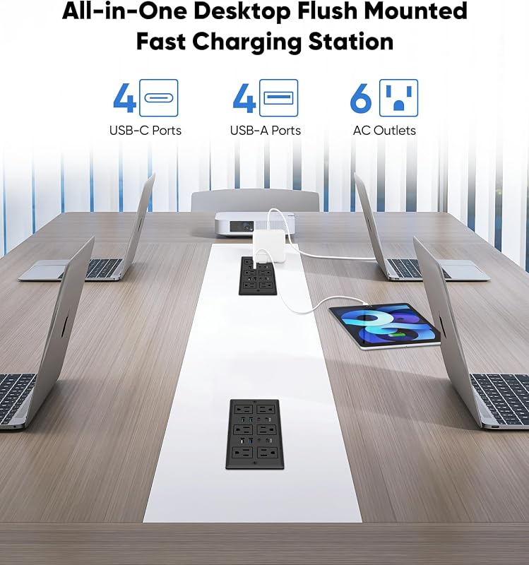 Regleta alimentación USB C 45W 6 tomas 8 puertos enchufe