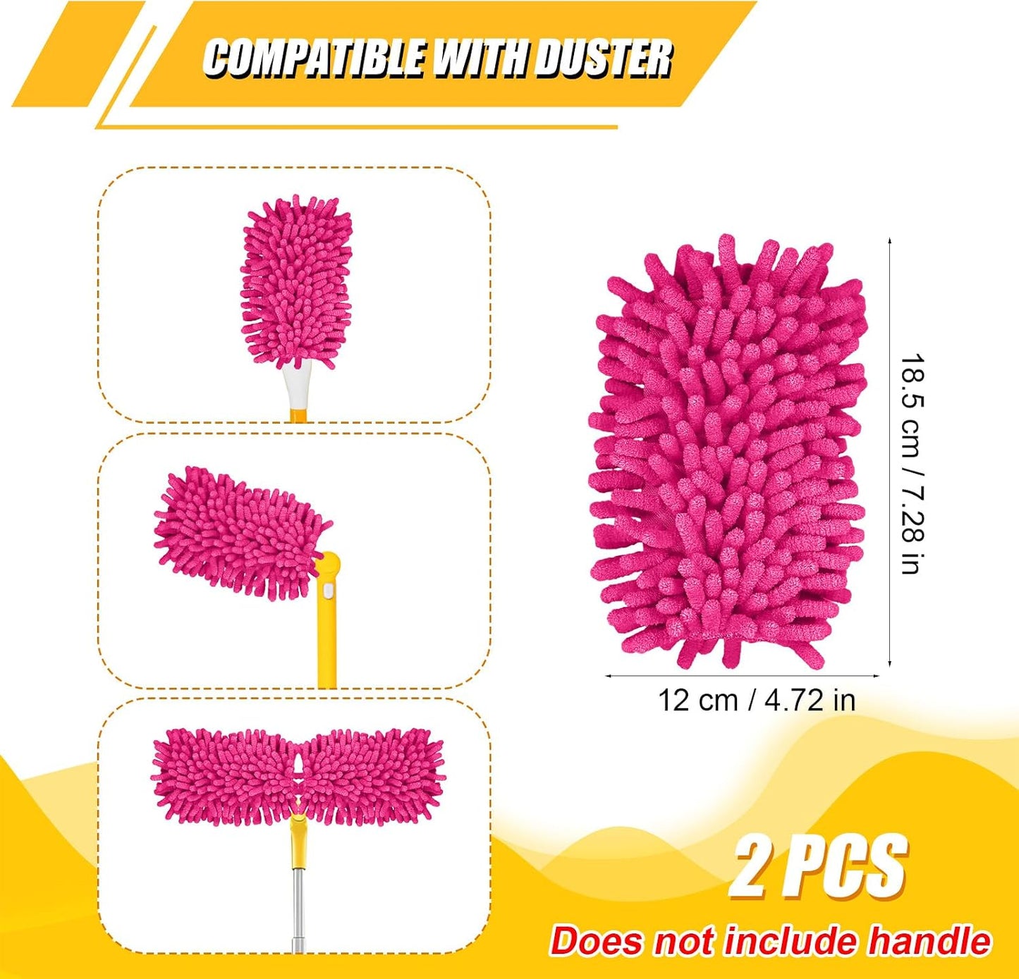 2 Pzas plumero microfibra reutilizables 360 rojo rosa