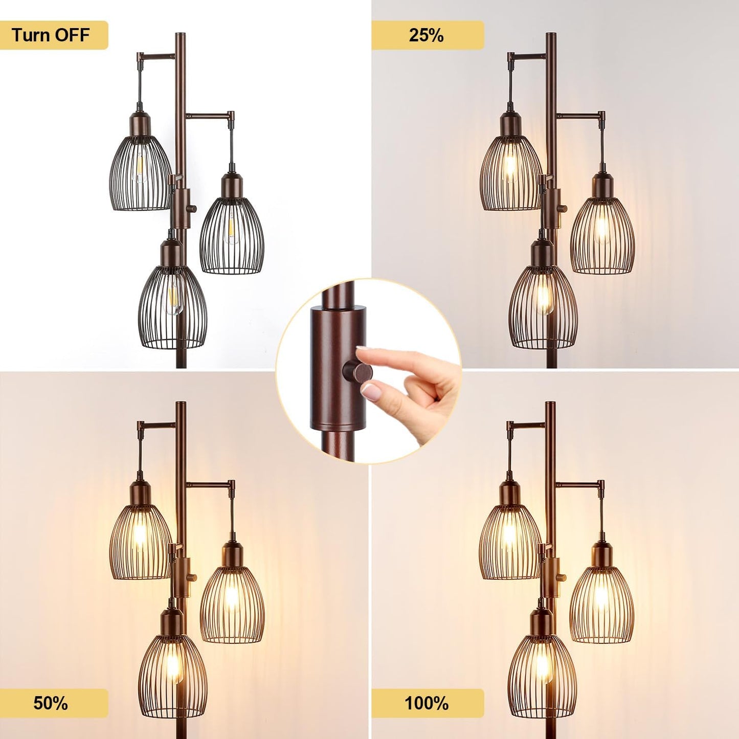 Lámpara pie industrial con bombillas LED Edison