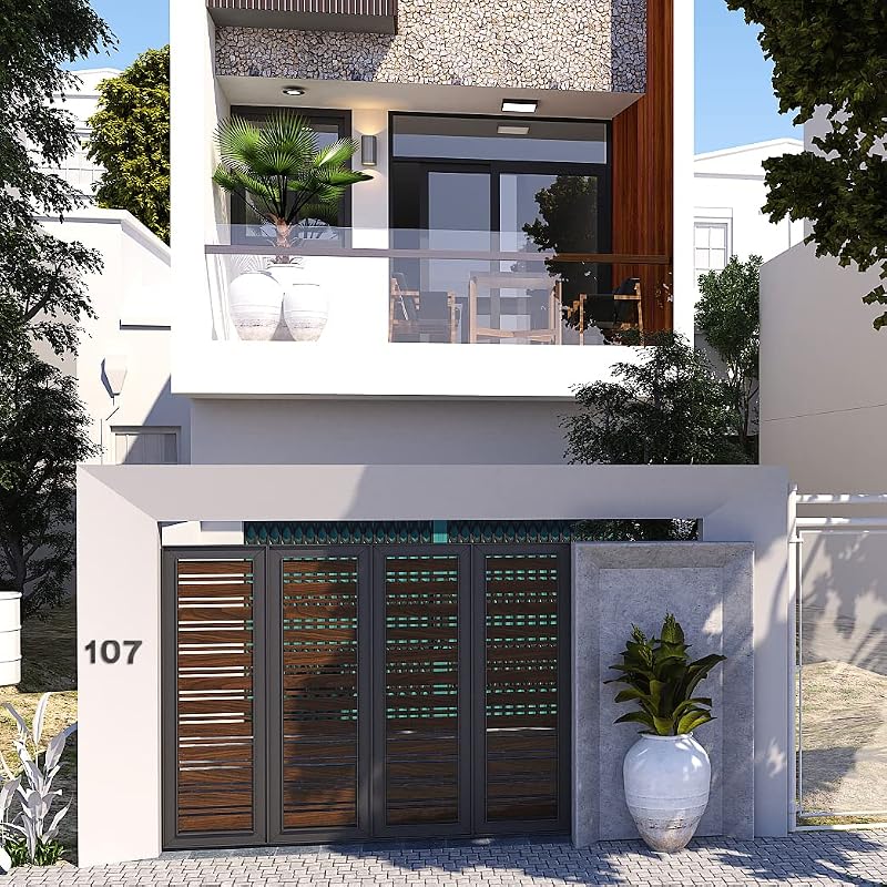 Número casa hierro fundido 4.9pulg acabado cepillado negro