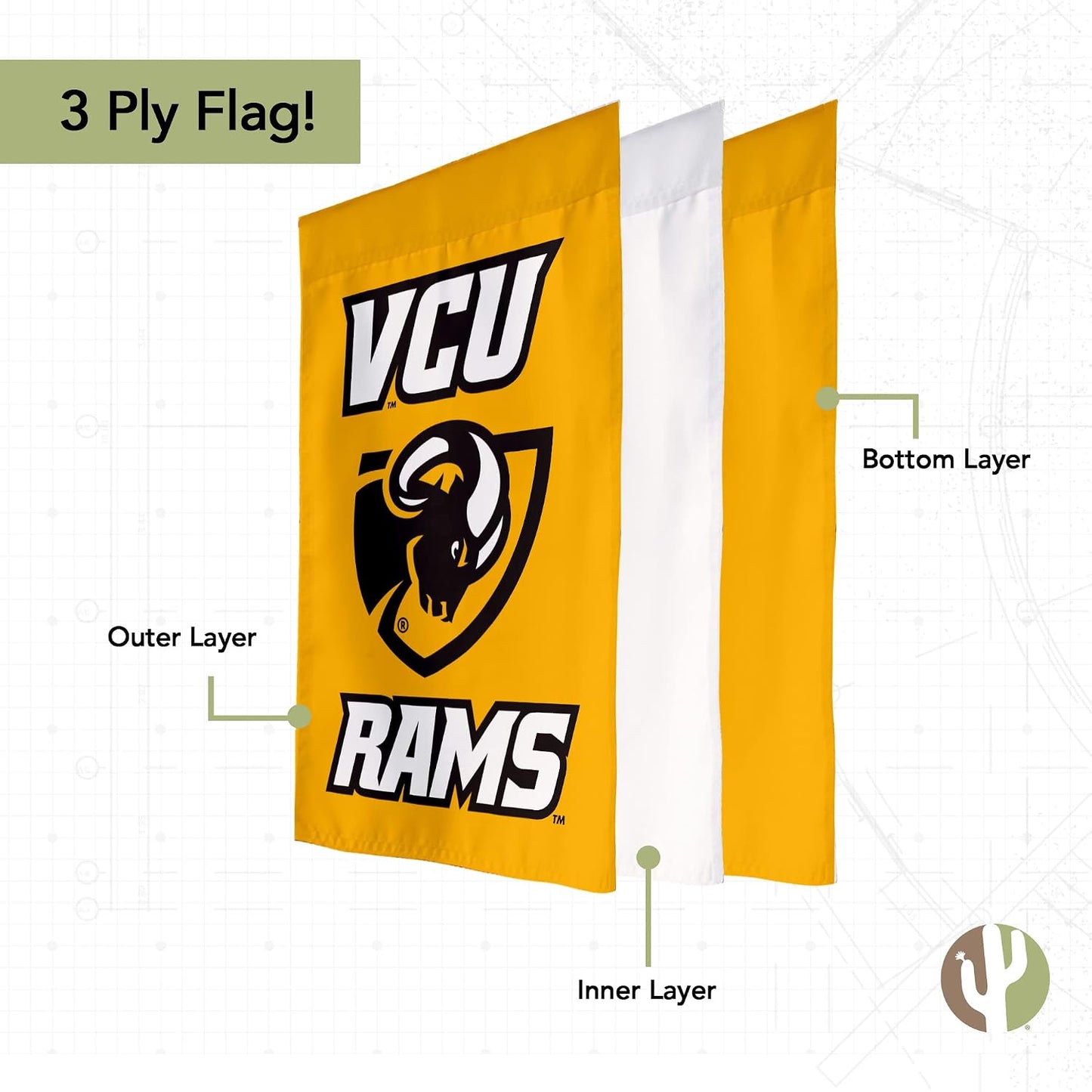 Bandera VCU Rams 19x12pulg para eventos al aire libre