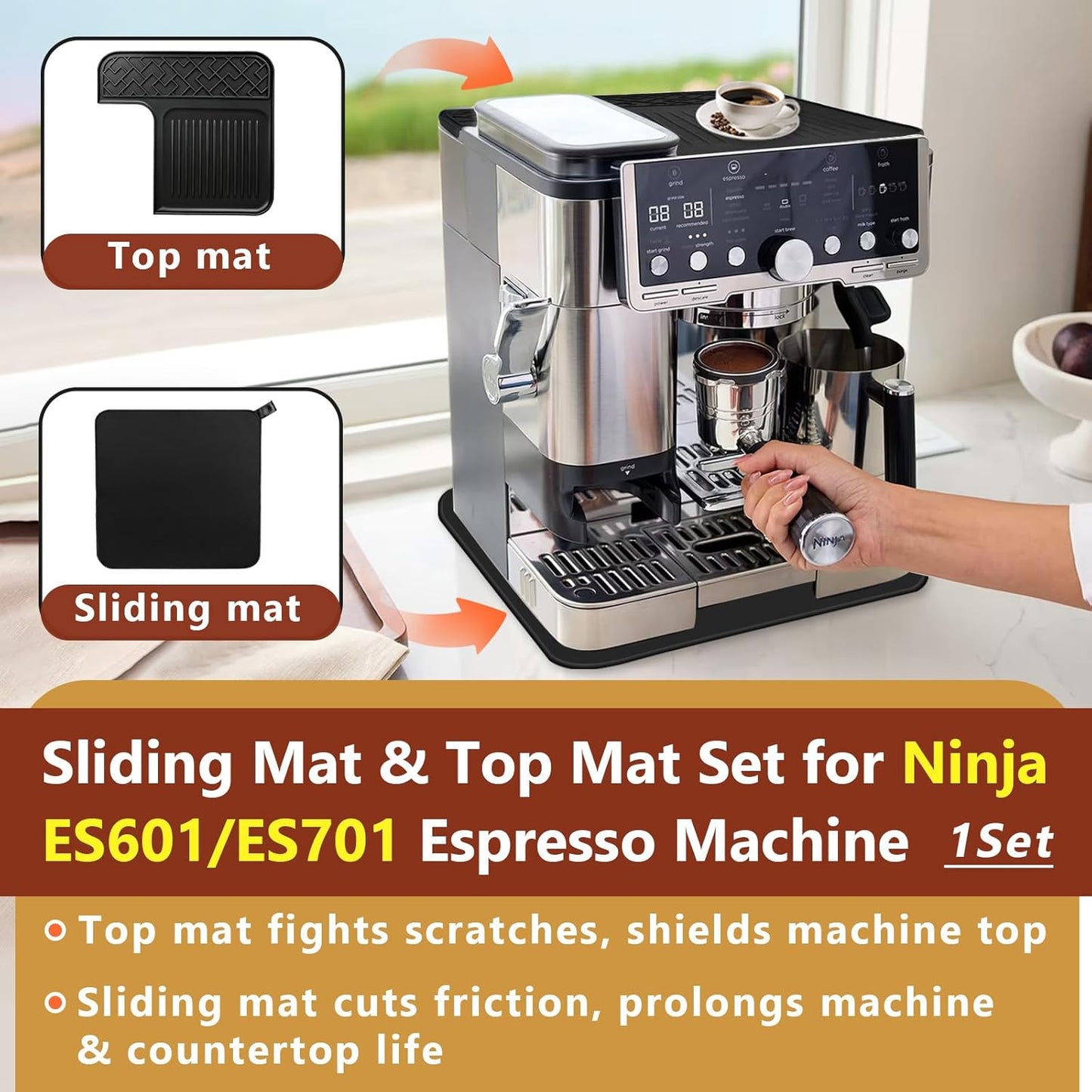 Alfombrillas deslizantes y superiores para máquina de café Ninja Luxe ES601 ES701