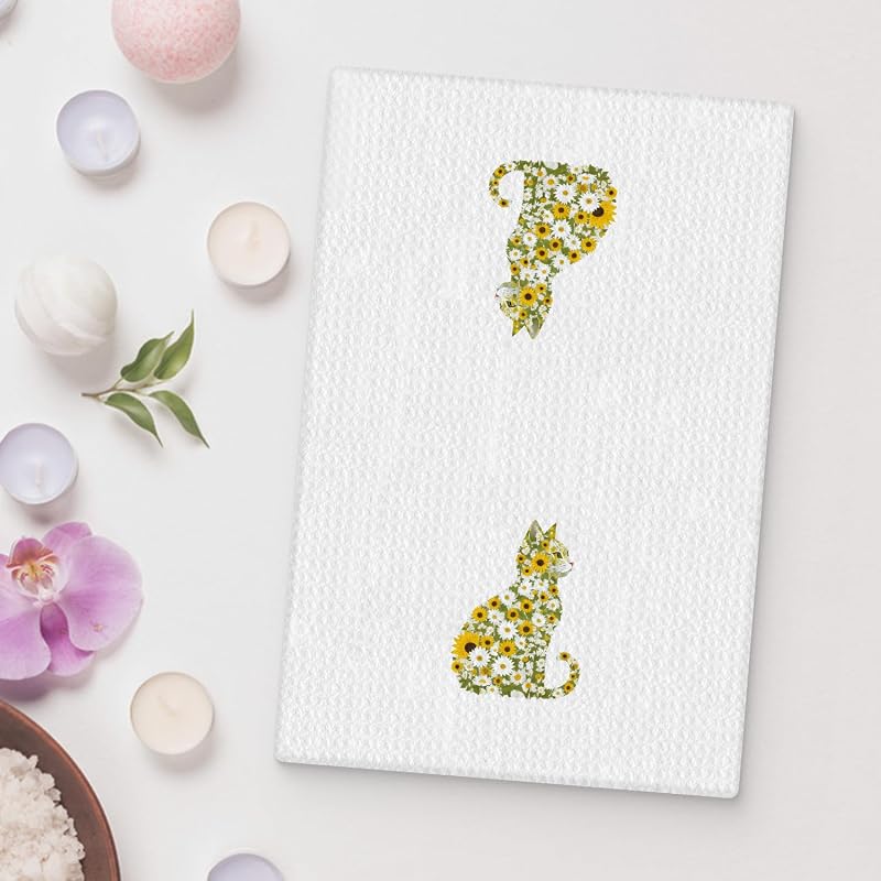 Toalla cocina gato floral para baño y cocina