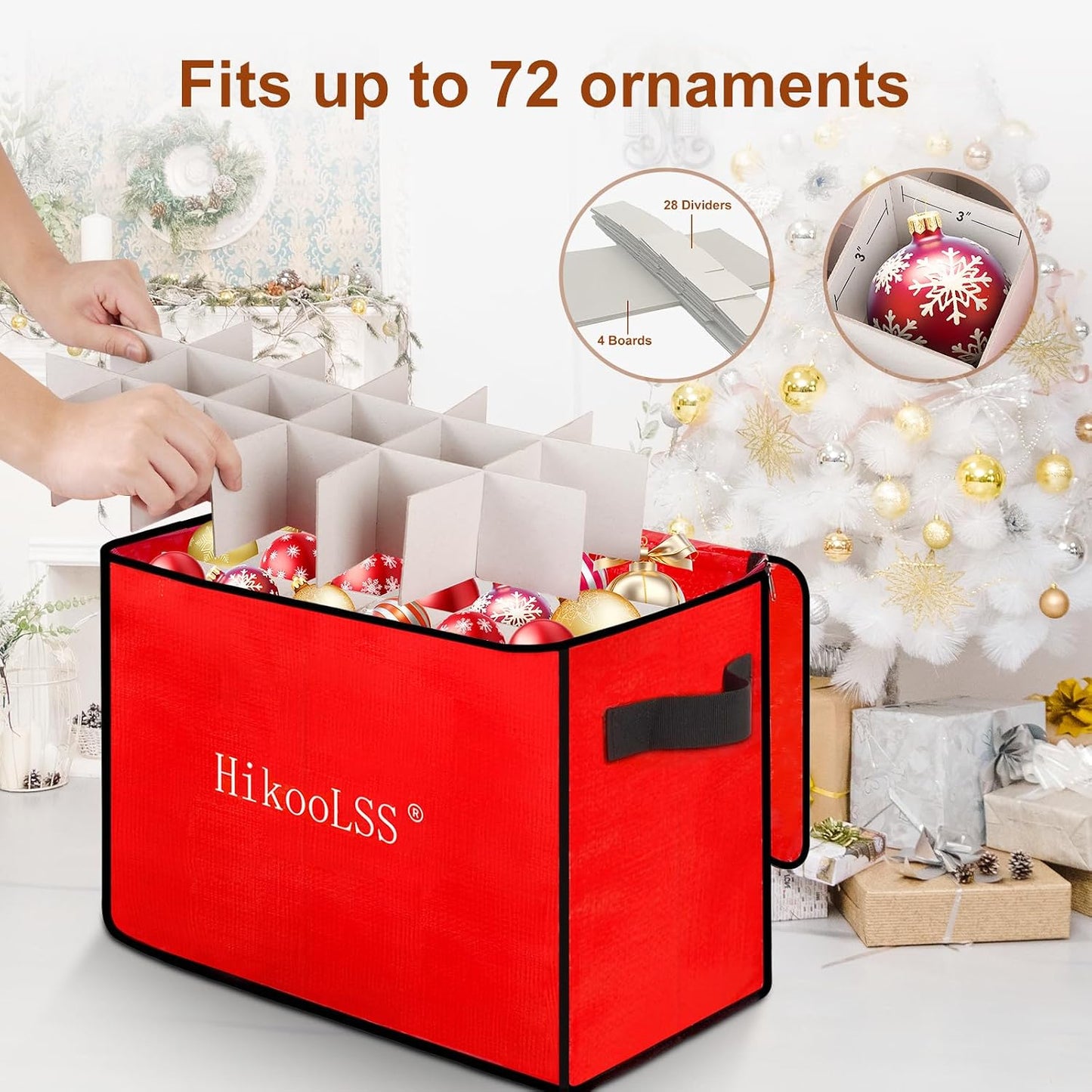 Caja almacenamiento adornos navideños 72pzas